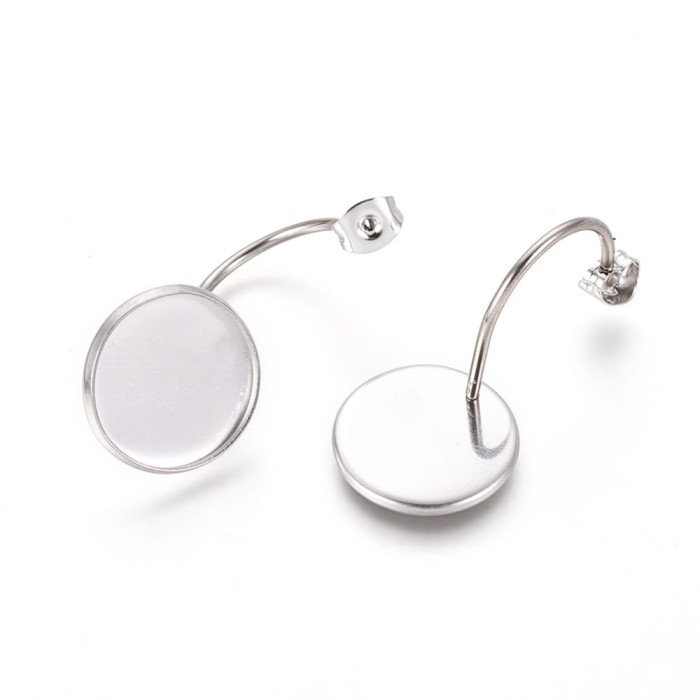 [404104] Zatyczka do kolczyka z miejscem na kaboszon 14mm stal nierdzewna