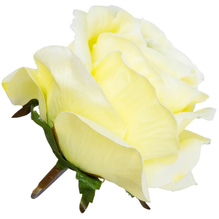 [w04192] Róża główka 9cm kremowo-żółta z zielonym środkiem