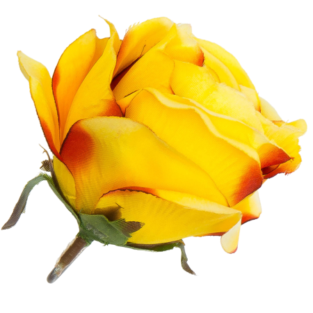 [w04198] Róża główka 9cm żółta podpalana