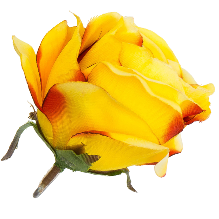 [w04198] Róża główka 9cm żółta podpalana
