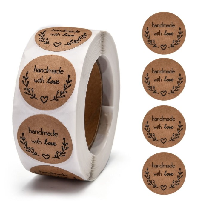 [72148] Naklejki z napisem "handmade with love" 500szt