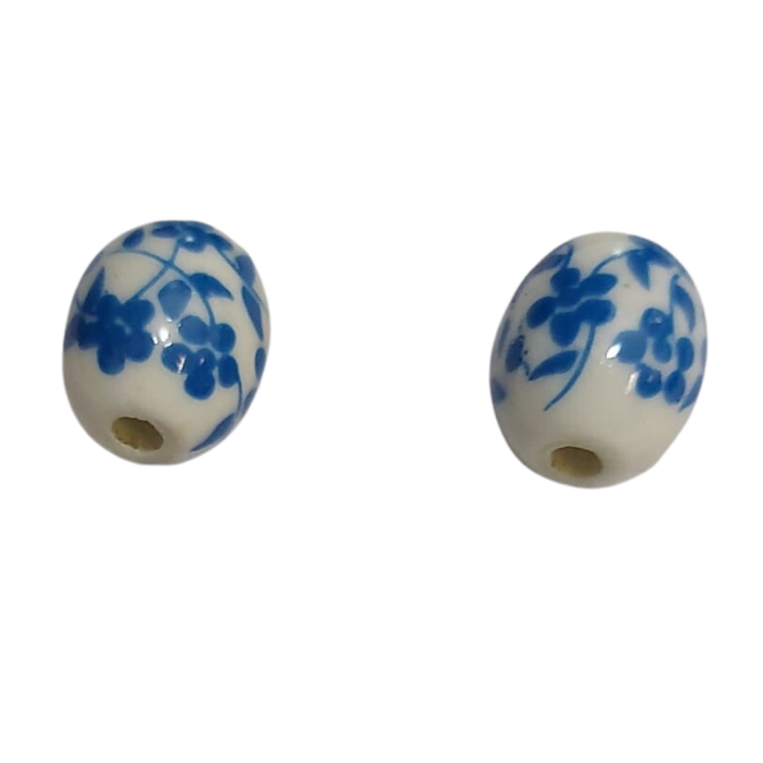 [760626] Koralik porcelanowy z turkusowym nadrukiem 12*10mm