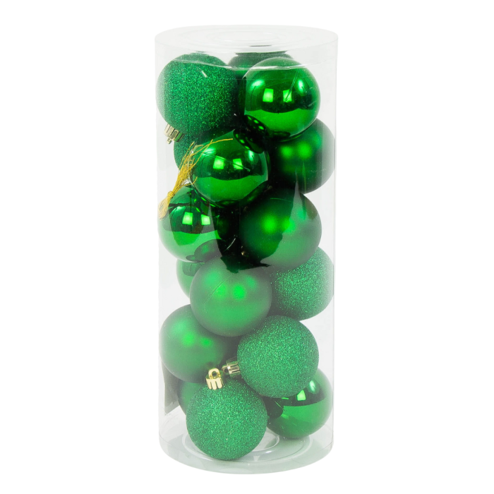 [680914]  Bombki nietłukące 8cm 18 sztuk zielone mix