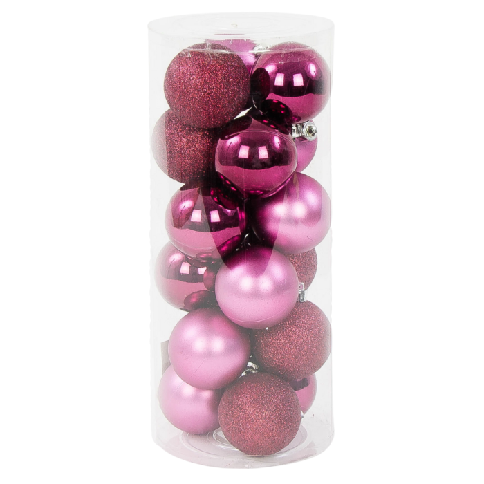 [680916]  Bombki nietłukące 8cm 18 sztuk fioletowo-różowe mix