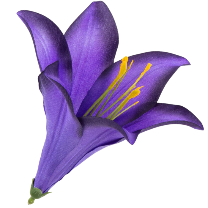 [w04248] Główka kwiatowa lilia 16cm lawendowo-szara