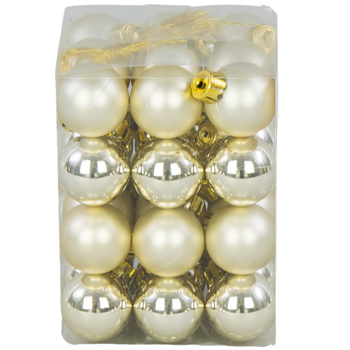 [680935] Bombki nietłukące 2,5cm 36 sztuk bladozłote mix
