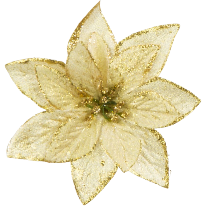 [680955] Poinsecja główka z brokatem złota 14cm