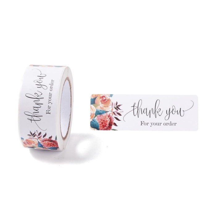 [72191] Naklejka z napisem "THANK YOU" biała w róże 120szt
