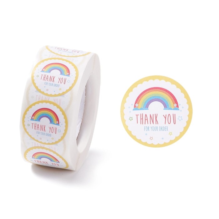 [72194] Naklejka z napisem "THANK YOU" tęcza 50szt
