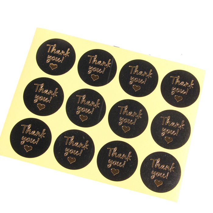 [721100] Naklejka z napisem "THANK YOU" czarna duża 12szt