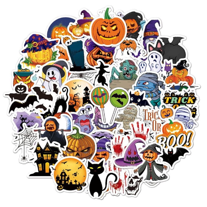 [721106] Zestaw naklejek na halloween potworki 50szt