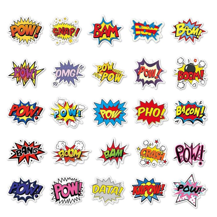 [721104] Zestaw naklejek komiks BOOM 50szt