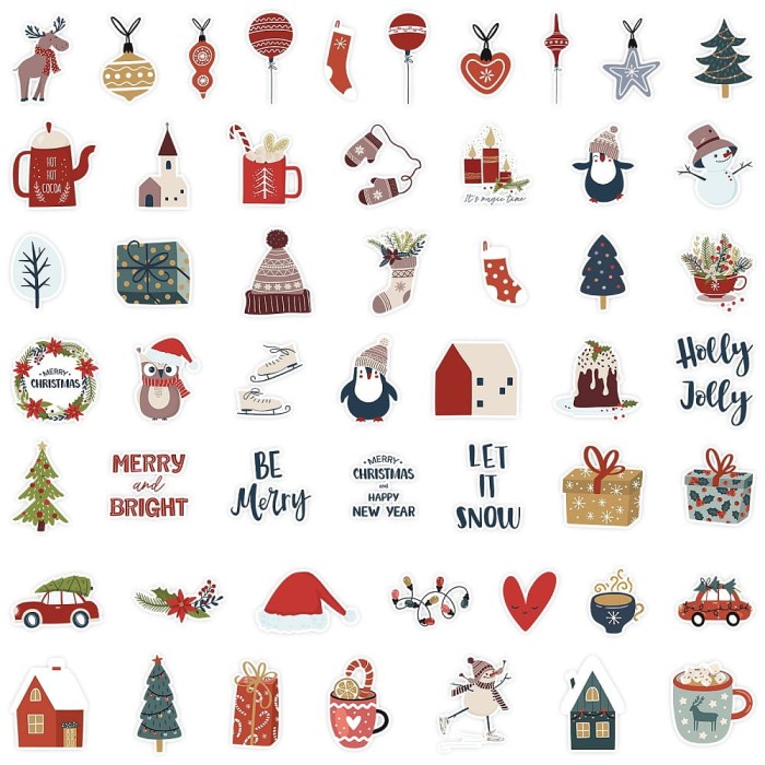 [ś07503] Zestaw naklejek świątecznych "BE MERRY" 50szt