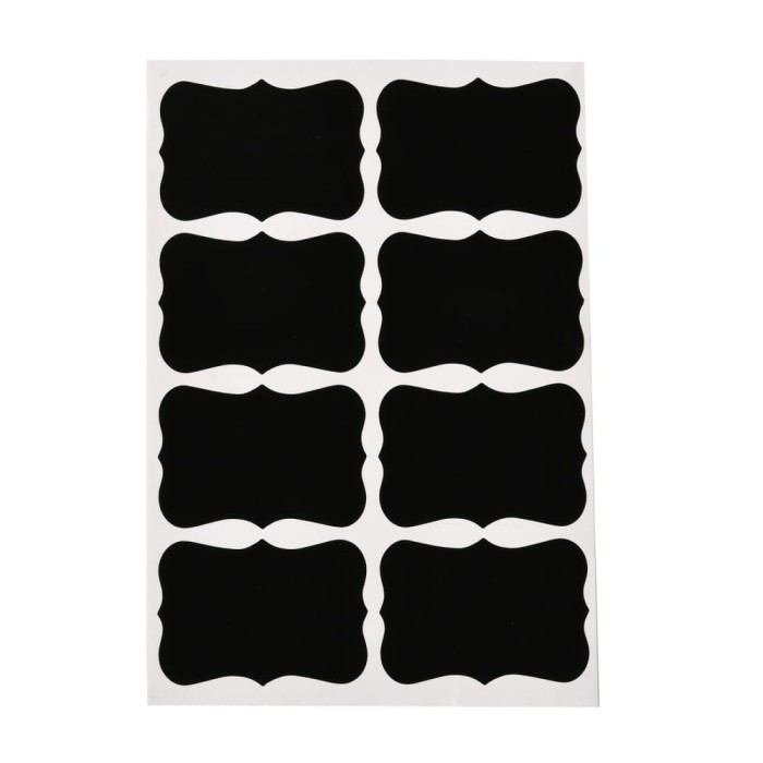 [721141] Naklejki etykiety nieregularne czarne 8szt