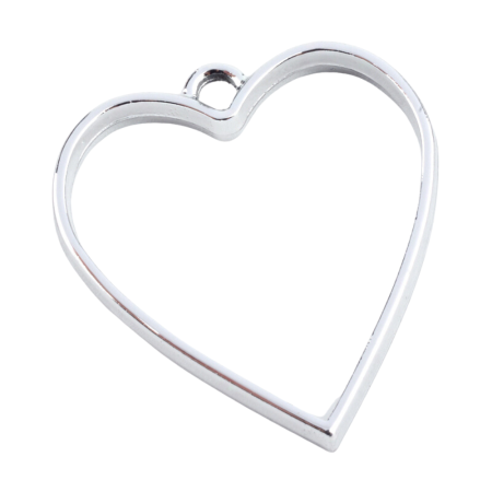 [30133] Baza medalionu ramka do żywicy serce srebrna