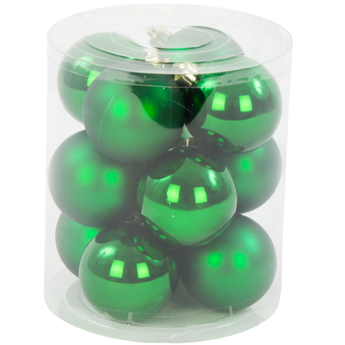 [680969] Bombki nietłukące 6cm 12 sztuk zielone mix