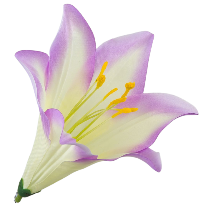[w04275] Główka kwiatowa lilia 16cm kremowa cieniowana na lawendowo