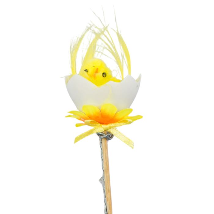 [w03034] Kurczak wielkanocny w jajku z kwiatuszkiem i kokardką na piku
