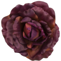 [w0582] Główka kwiatowa róża duża 20cm bakłażanowo-bordowa
