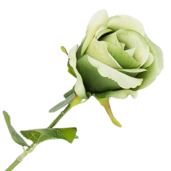 [w0584] Róża na gałązce 47cm kremowo-zielona