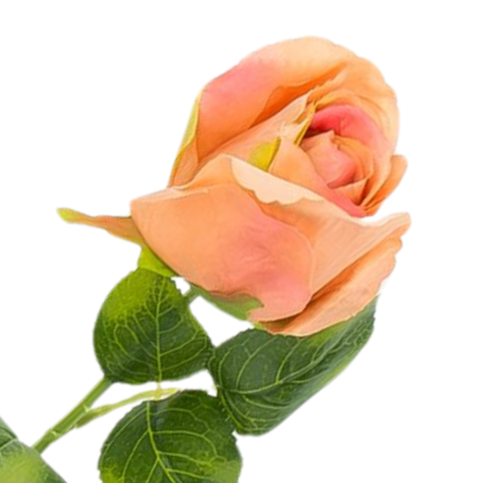 [w0590] Róża na gałązce 47cm brzoskwiniowa cieniowana