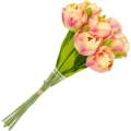 [w04321] Bukiet tulipanów pełnych 7 kwiatów kremowo-różowy 39cm