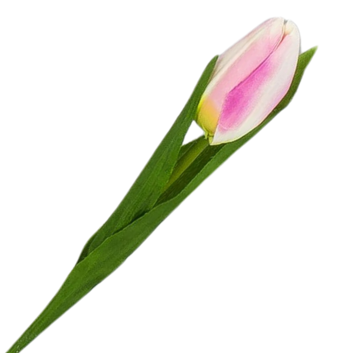 [w04332] Tulipan na gałązce 50cm śmietankowo-różowy