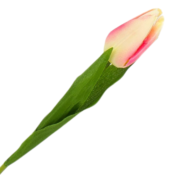 [w04040] Tulipan na gałązce 50cm kremowo-różowy
