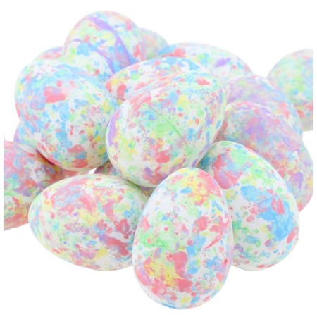 [w13020] Jajka styropianowe  3x4cm białe w kolorowe plamki 18szt