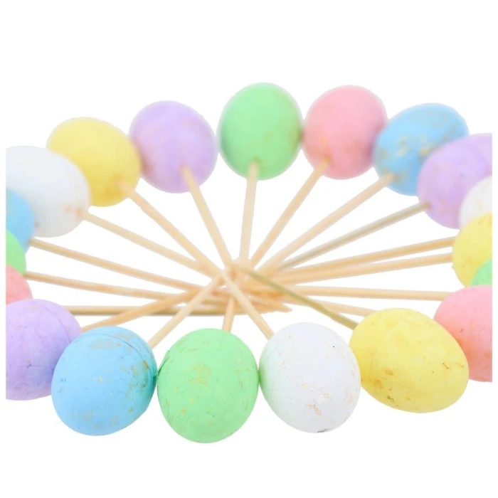 [w11827] Jajka na patyczku 18x25mm kolorowe w złote żyłki 50szt