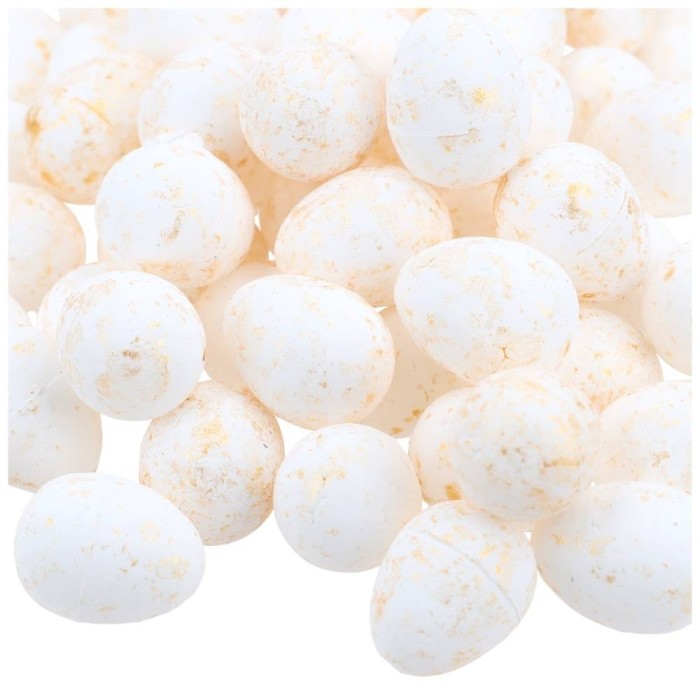 [w11518] Jajka styropianowe 1,5x1,9cm białe w złote żyłki 100szt