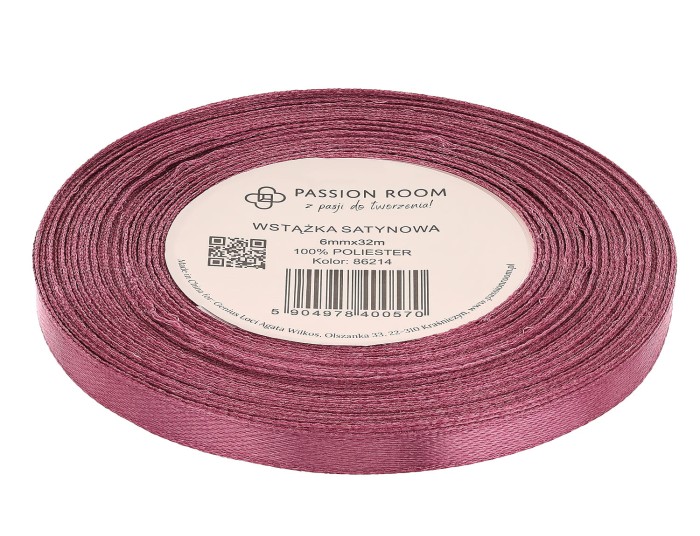 [86214] Wstążka satynowa 6mm 32mb jagodowa