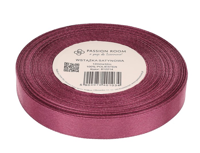 [812214] Wstążka satynowa 12mm 32mb jagodowa