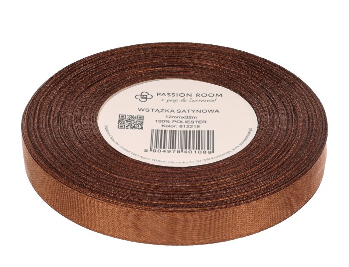 [812218] Wstążka satynowa 12mm 32mb czekoladowa