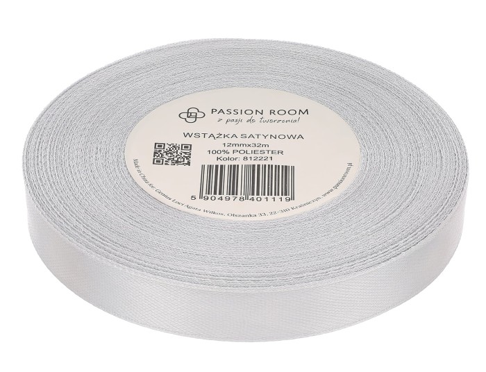 [812221] Wstążka satynowa 12mm 32mb popielata