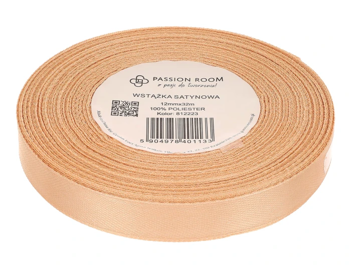[812223] Wstążka satynowa 12mm 32mb piaskowa