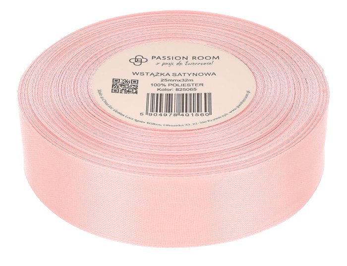 [825065] Wstążka satynowa 25mm pastelowy róż jasny