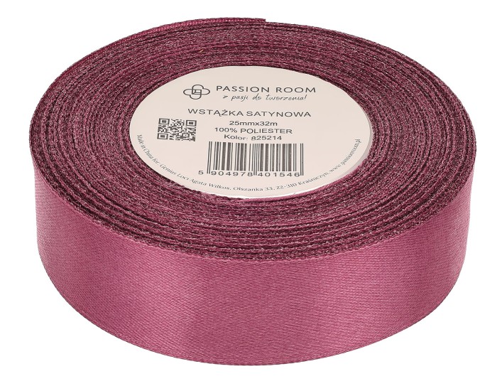 [825214] Wstążka satynowa 25mm 32mb jagodowa