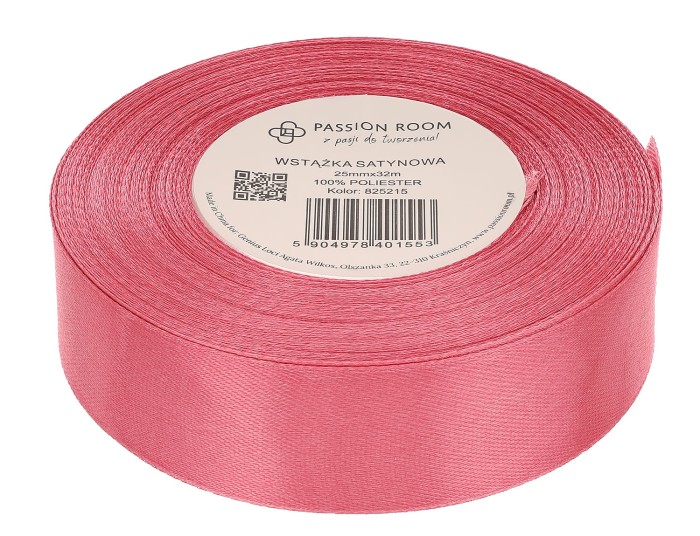 [825215] Wstążka satynowa 25mm 32mb róż indyjski