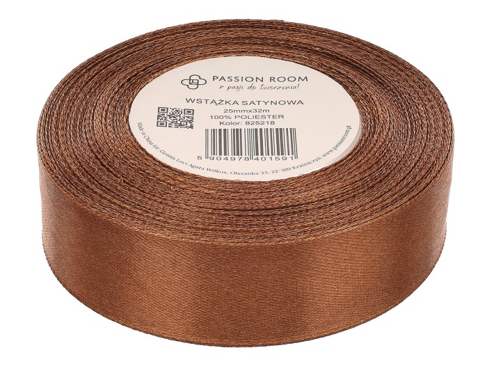 [825218] Wstążka satynowa 25mm 32mb czekoladowa