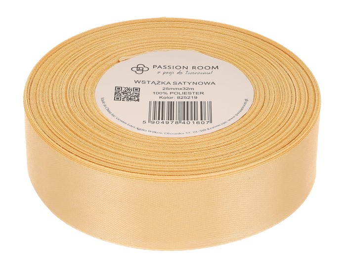 [825219] Wstążka satynowa 25mm 32mb miodowa