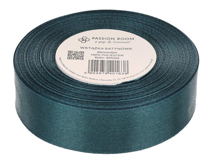 [825222] Wstążka satynowa 25mm 32mb malachitowa