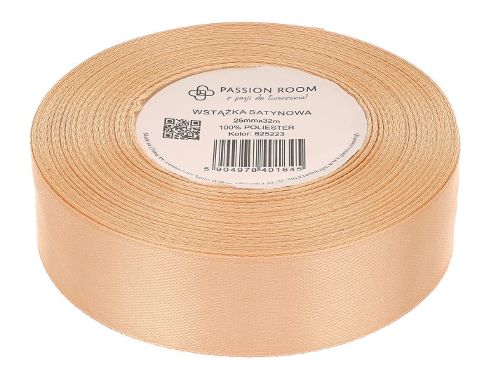 [825223] Wstążka satynowa 25mm 32mb piaskowa