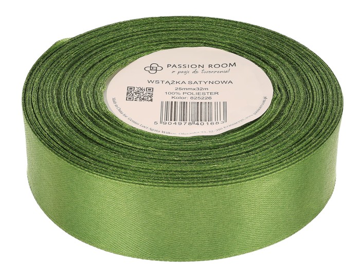 [825226] Wstążka satynowa 25mm 32mb liściasta