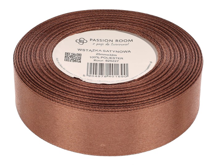 [825227] Wstążka satynowa 25mm 32mb kasztanowa