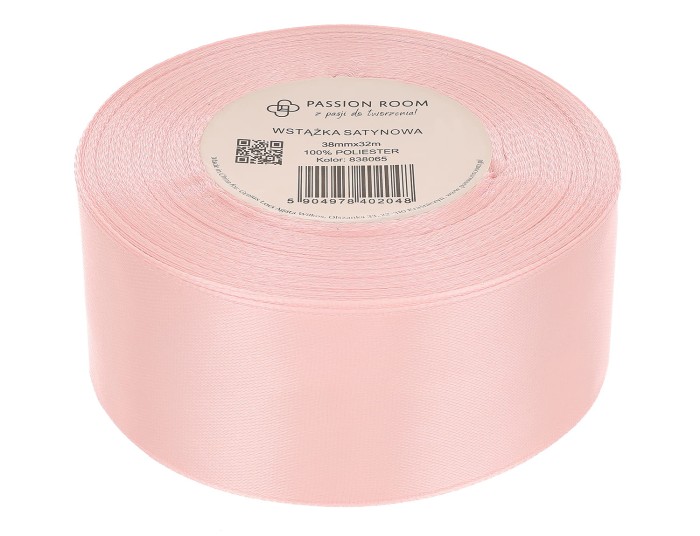 [838065] Wstążka satynowa 38mm 32mb pastelowy róż jasny
