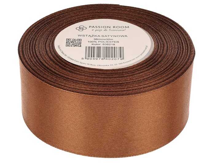 [838218] Wstążka satynowa 38mm 32mb czekoladowa