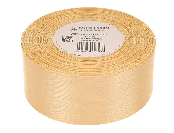 [838219] Wstążka satynowa 38mm 32mb miodowa