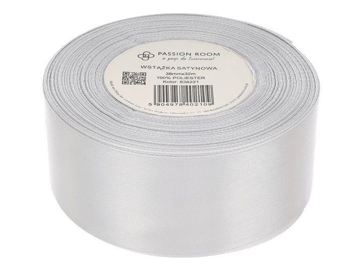 [838221] Wstążka satynowa 38mm 32mb popielata