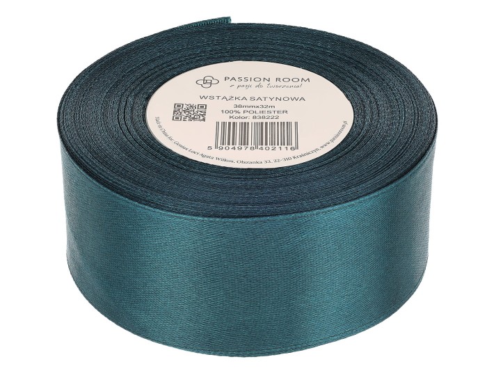 [838222] Wstążka satynowa 38mm 32mb malachitowa